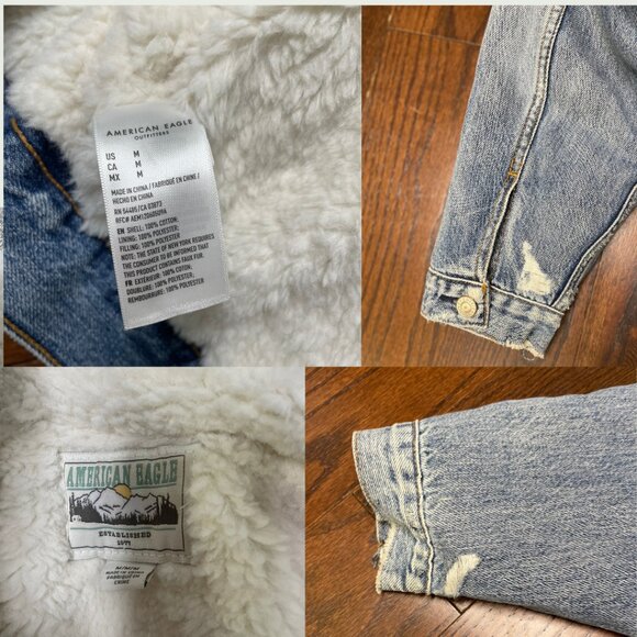 Vintage American Eagle Crop Jean Jacket with Faux Fur Lining ๐งฅ๐ - Picture 5 of 5